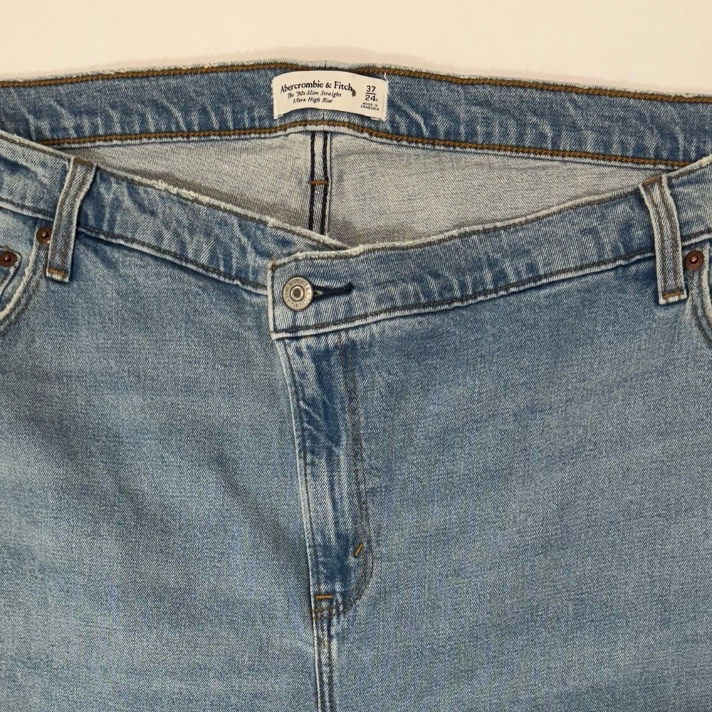 Abercrombie‎ & Fitch 90s Slim Straight Jeans Ultra High Rise Light Wash Size 24W - Picture 6 of 7